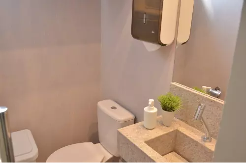 Banheiro da clínica Delicare, em Betim